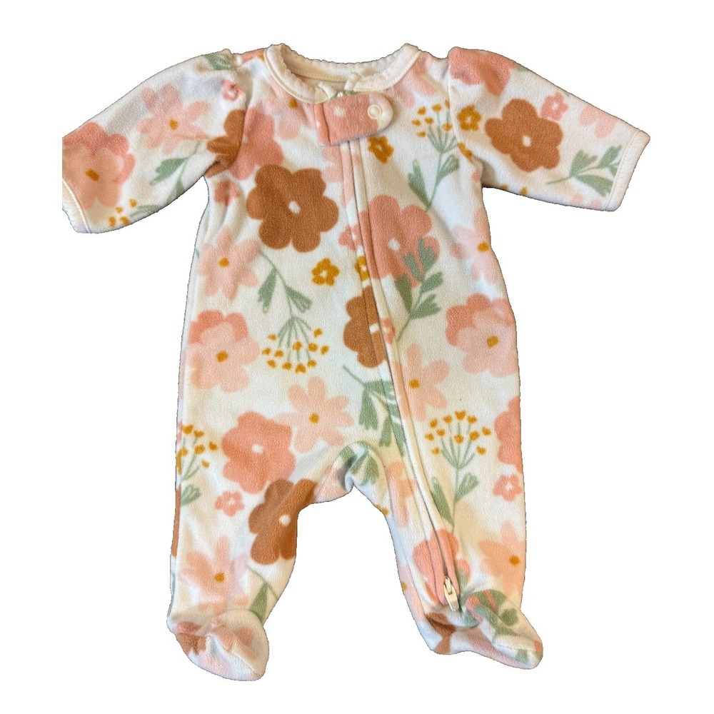 Carters Baby Girl Preemie Fleece Sleeper Outfit Clothes Floral Zippered Reborn